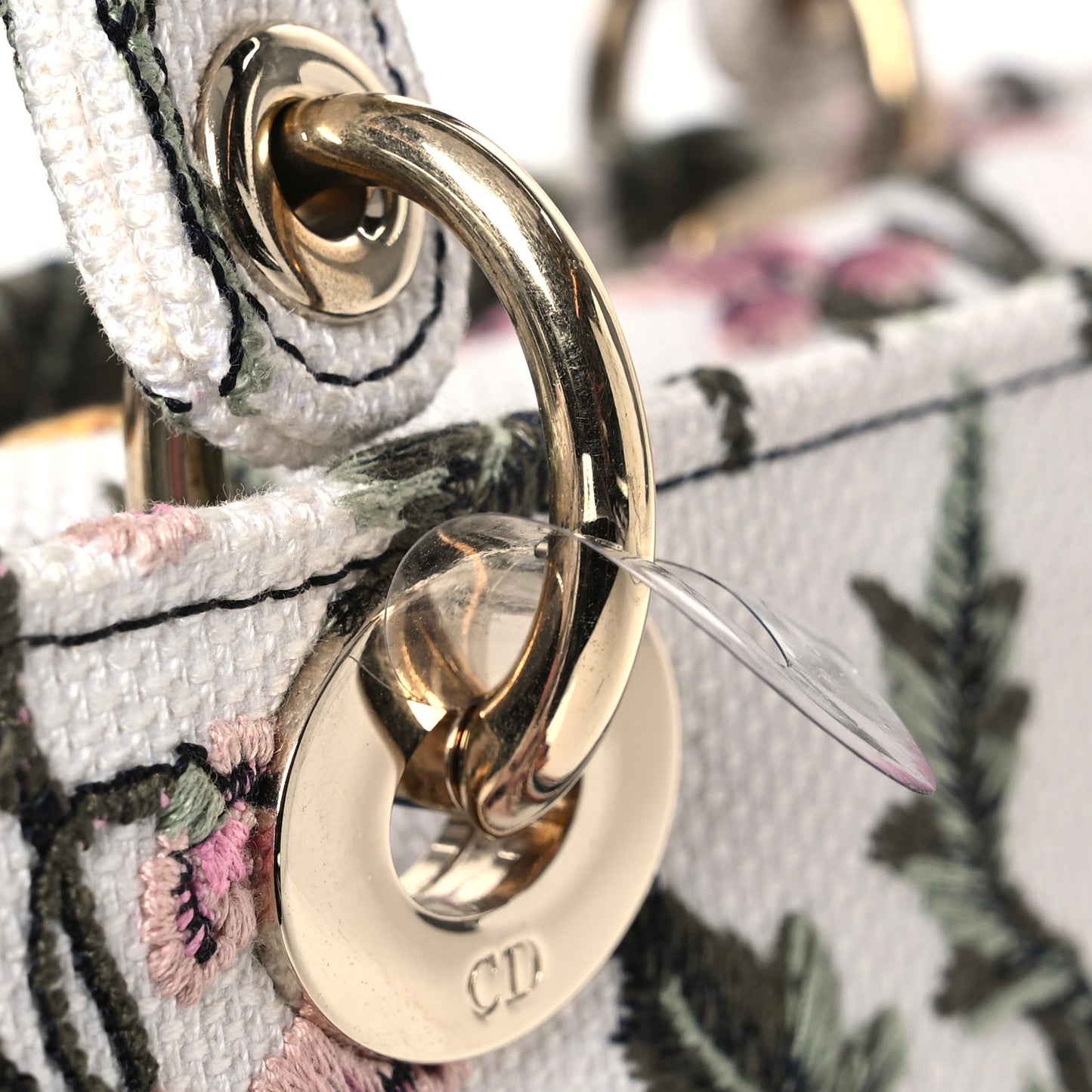 Canvas Embroidered Medium Lady D-Lite Ecru Multicolor