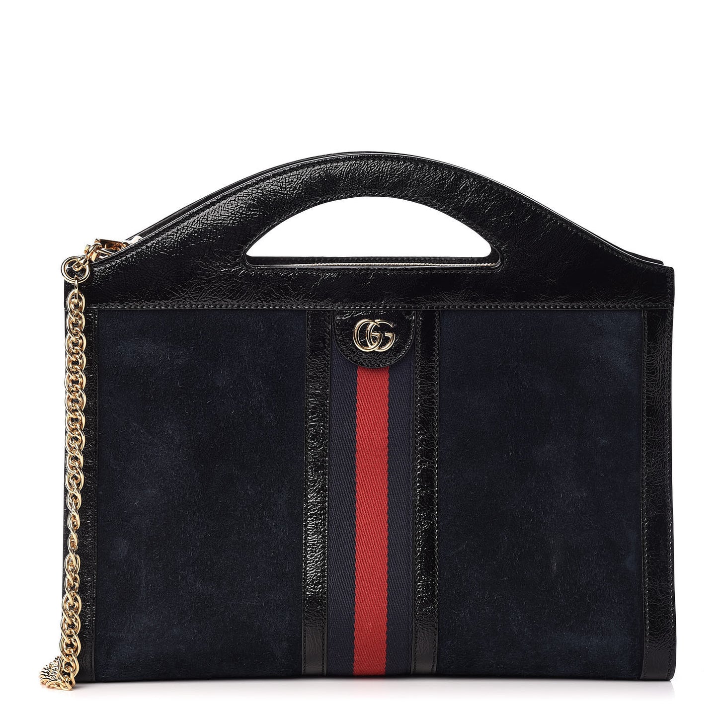 Suede Patent GG Web Medium Ophidia Top Handle Chain Blue Black