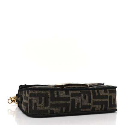 Fendi Fabric Jacquard FF 1974 Mini Baguette Tobacco Moro Black 4 of 9