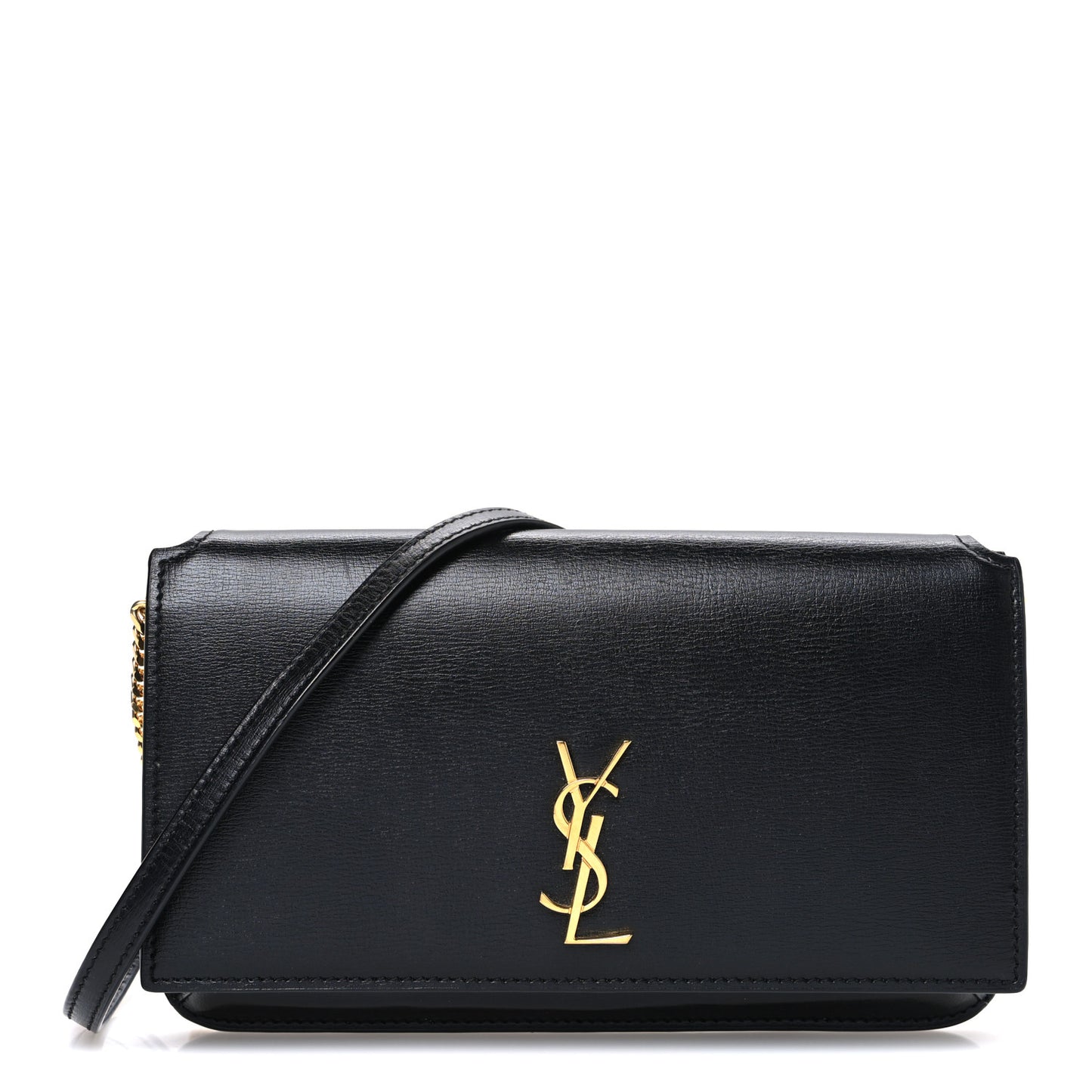 Smooth Calfskin Monogram Phone Holder Crossbody Black