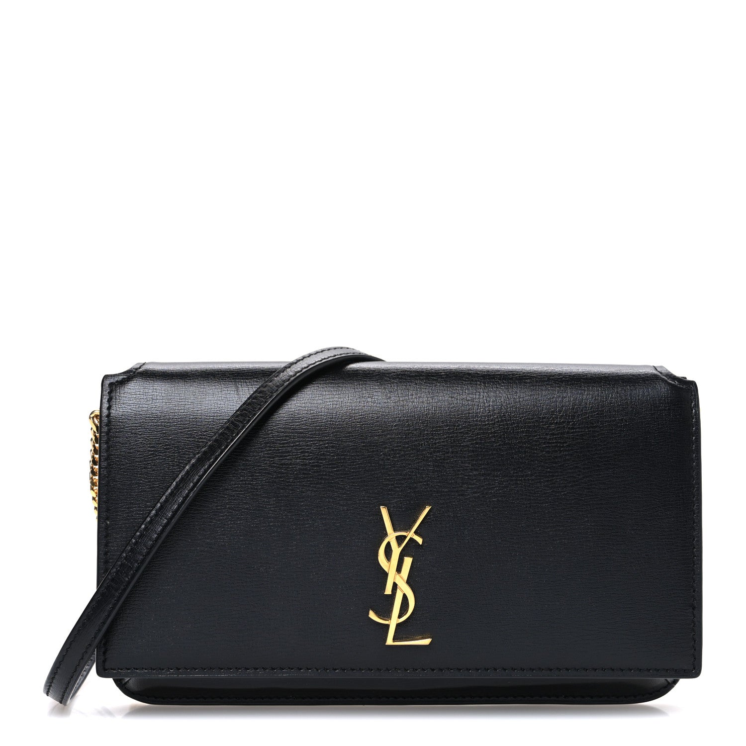 Saint Laurent Smooth Calfskin Monogram Phone Holder Crossbody Black 1 of 10