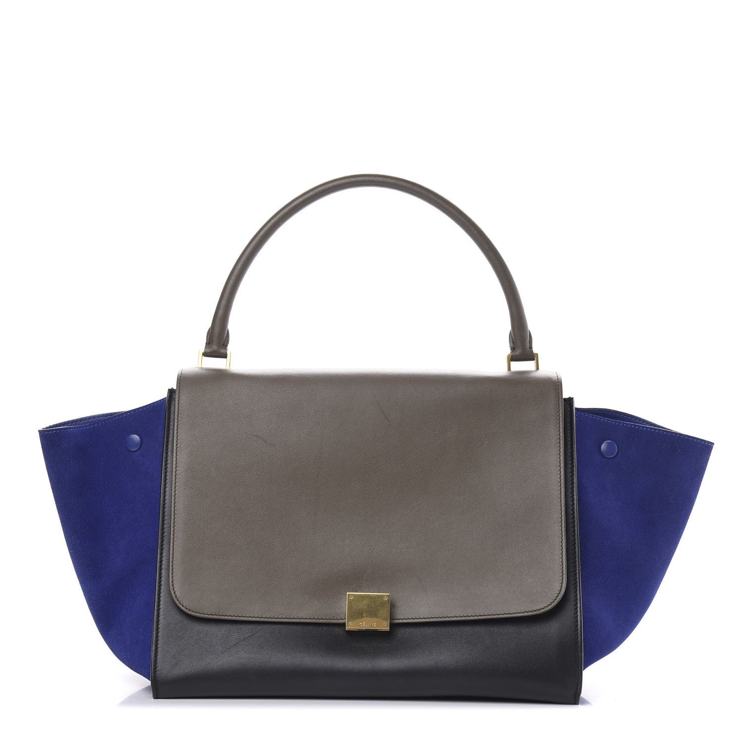 Calfskin and Suede Large Trapeze Tri-Color Cobalt