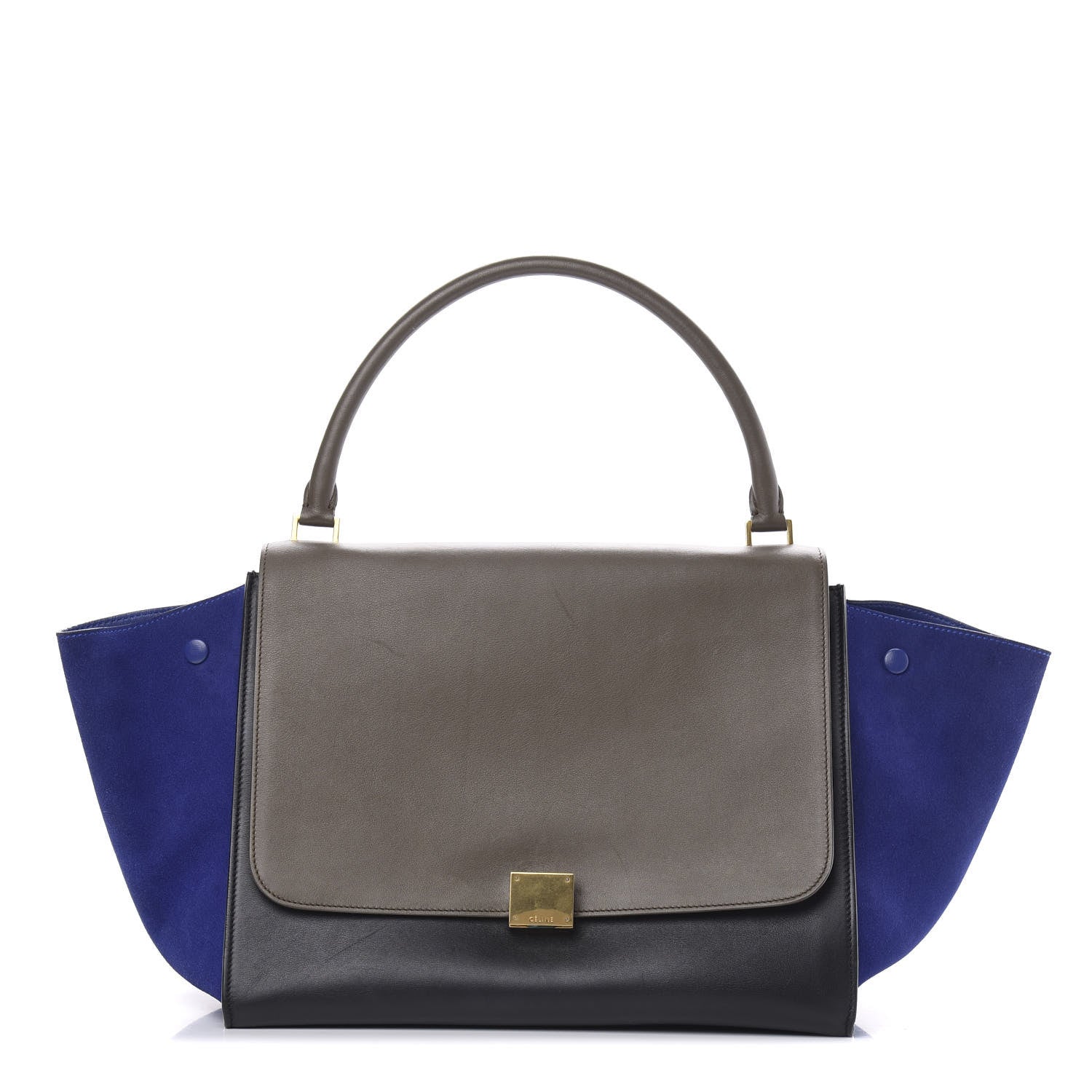 Celine Calfskin and Suede Large Trapeze Tri-Color Cobalt 1 of 9