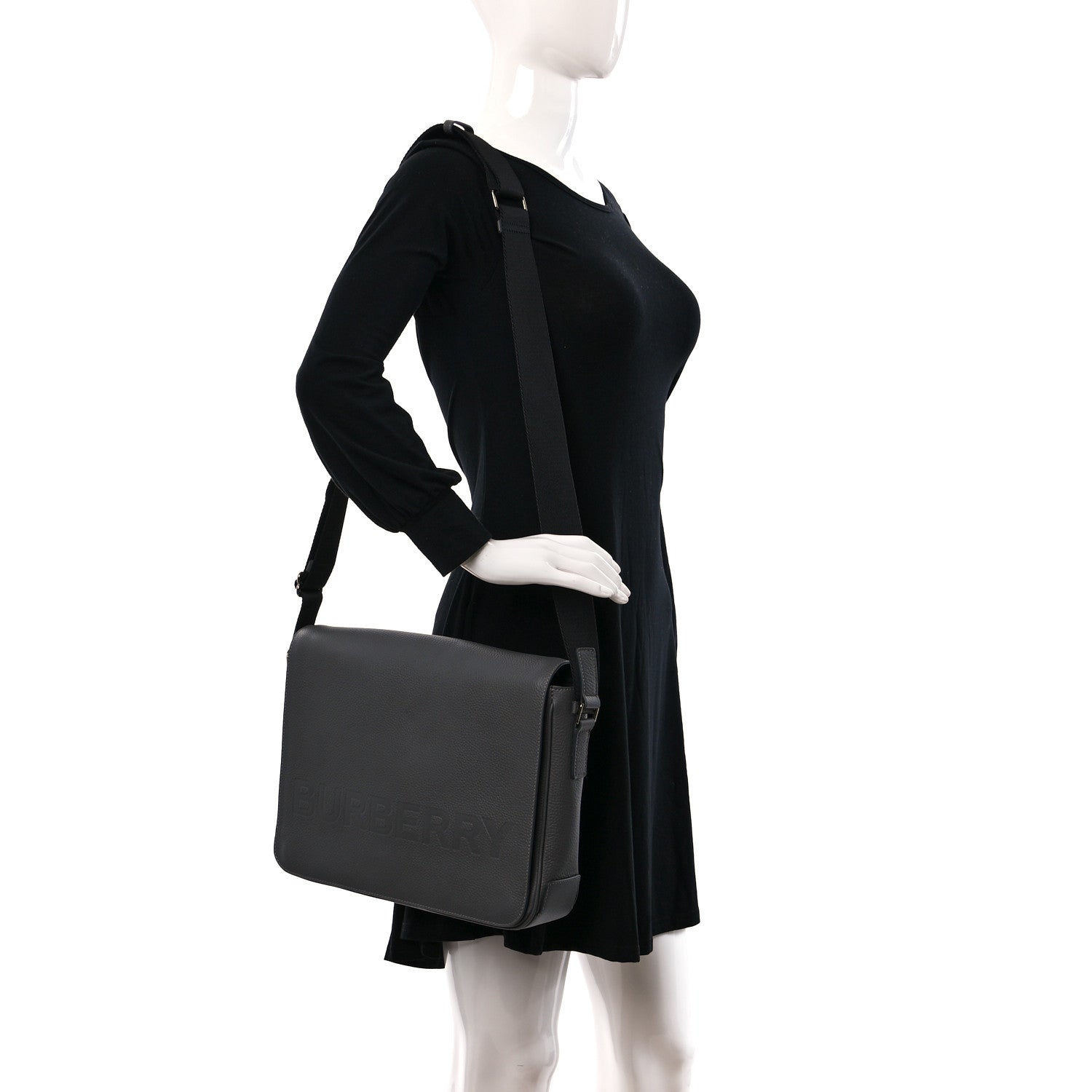 Burberry Calfskin Logo Messenger Charcoal Grey 2 of 13