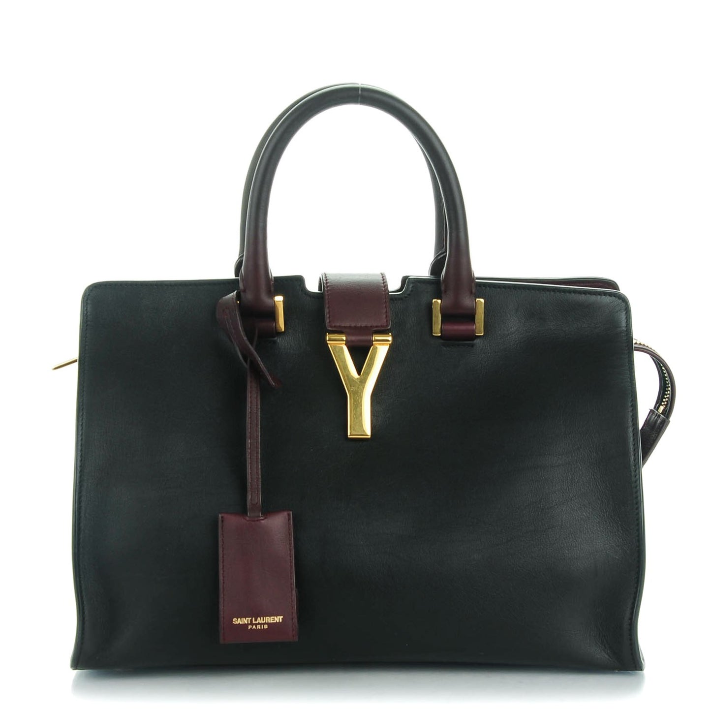 Calfskin Bi Color Small Classic Y Cabas Black Bordeaux