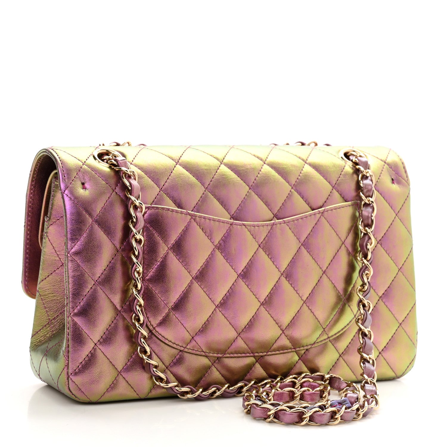 Chanel Iridescent Lambskin Quilted Medium Double Flap Purple 3 of 11