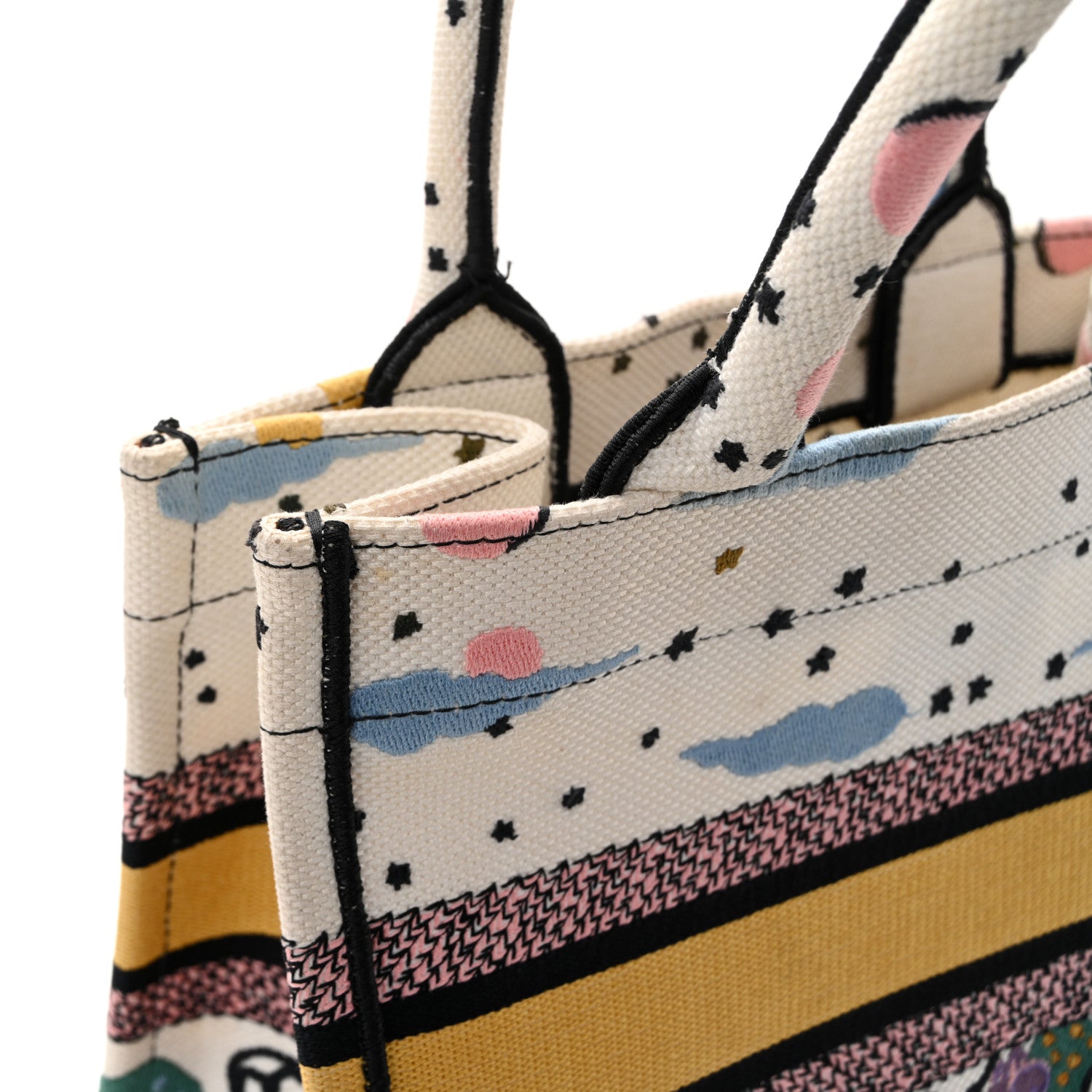 Christian Dior Canvas Embroidered Ciel De Reve Small Book Tote Latte Multicolor 12 of 14
