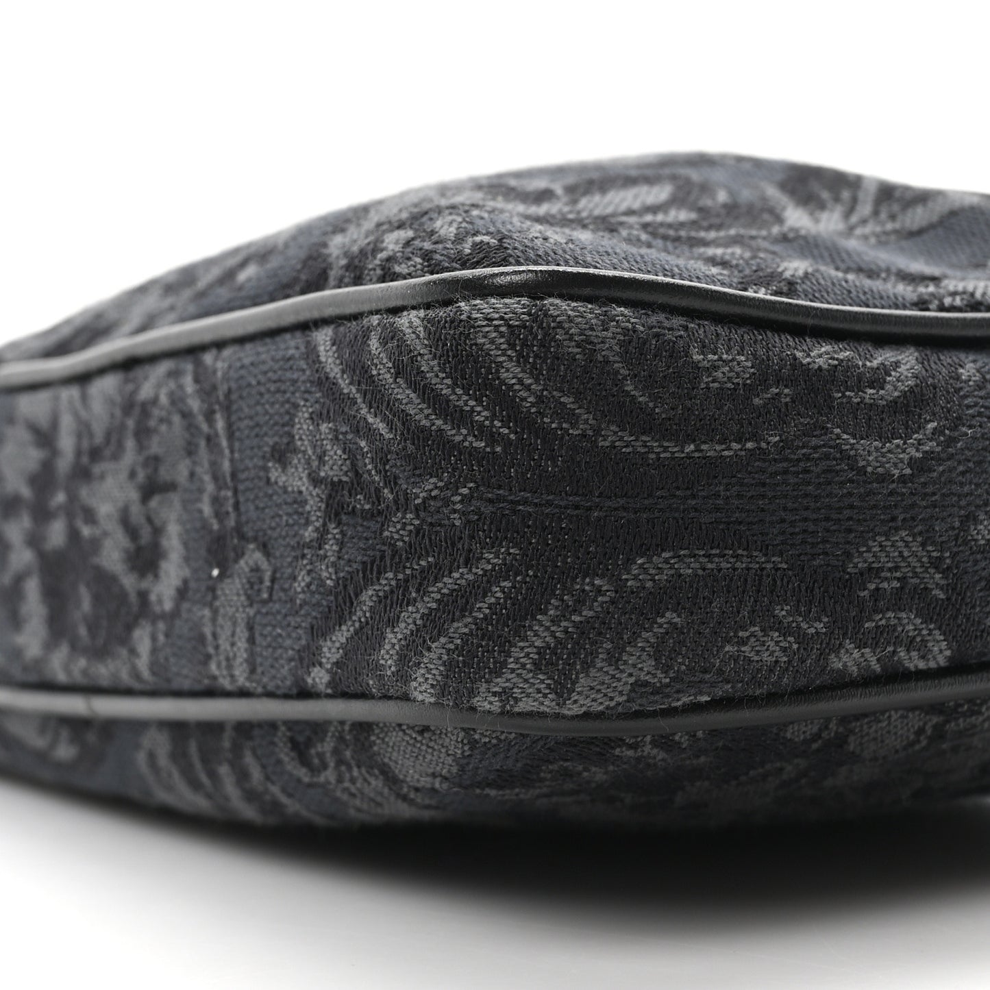 Fabric Jacquard Calfskin Barocco Wristlet Pouch Black