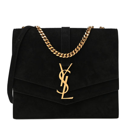 Saint Laurent Suede Sulpice Monogram Medium Shoulder Bag Black 1 of 16