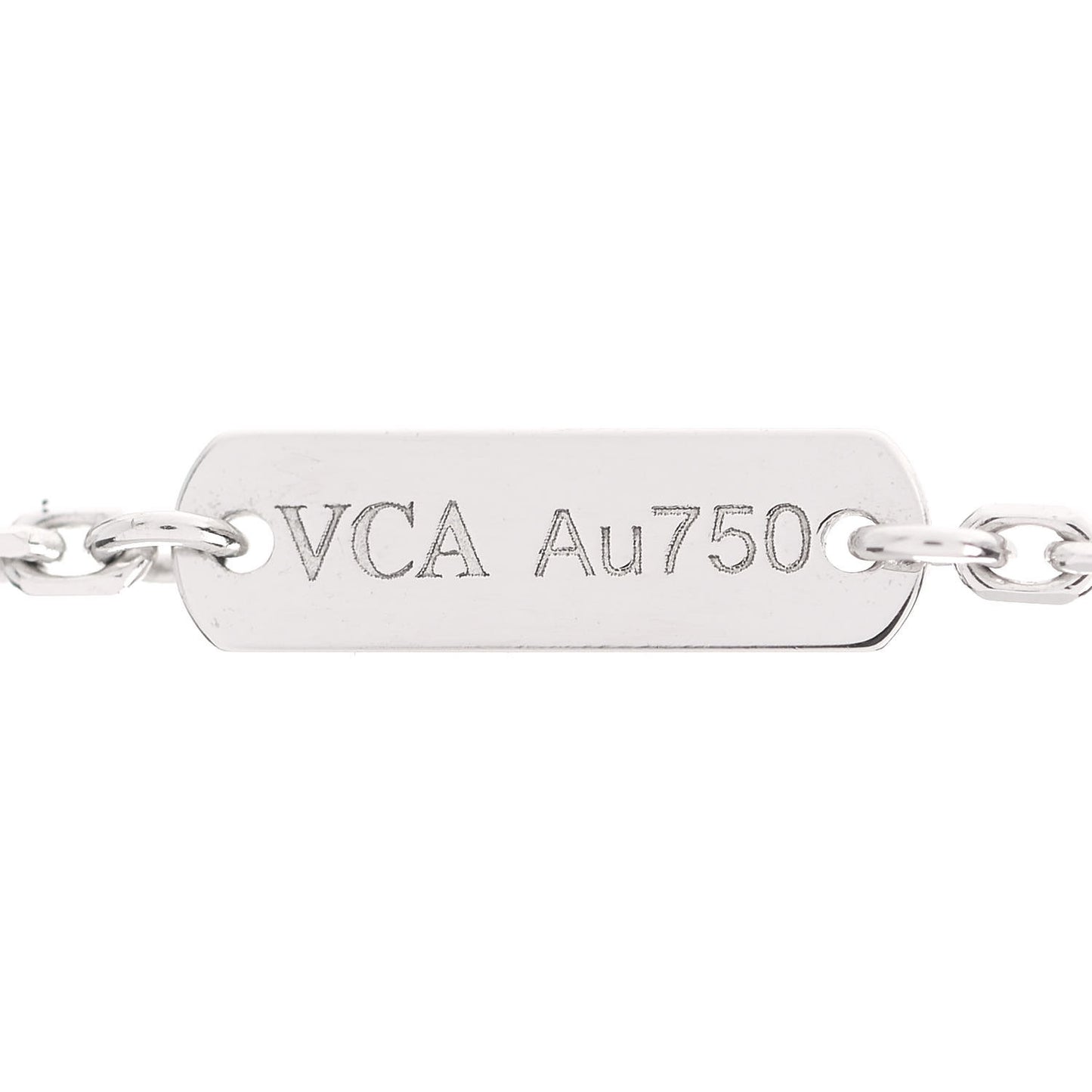 18K White Gold Mother of Pearl Vintage Alhambra Pendant Necklace
