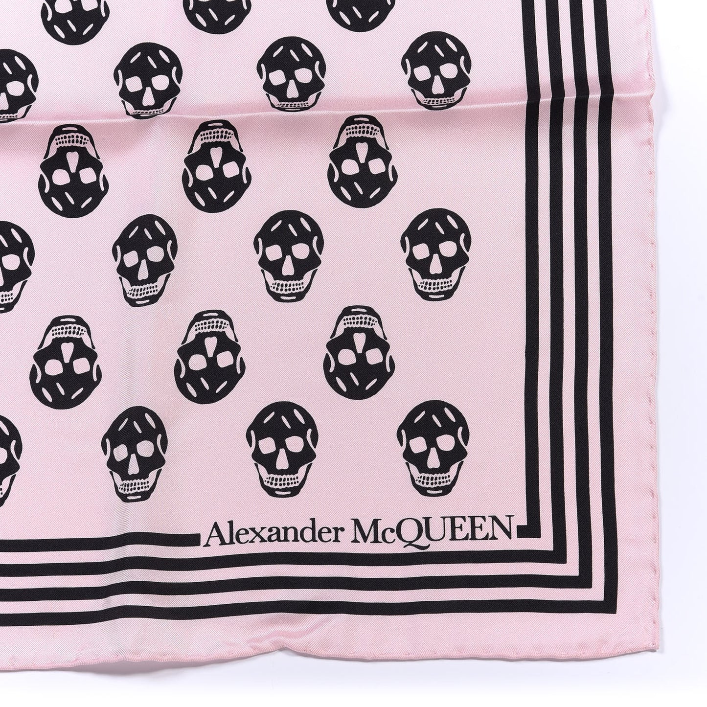 Silk Skull Scarf Pink Black