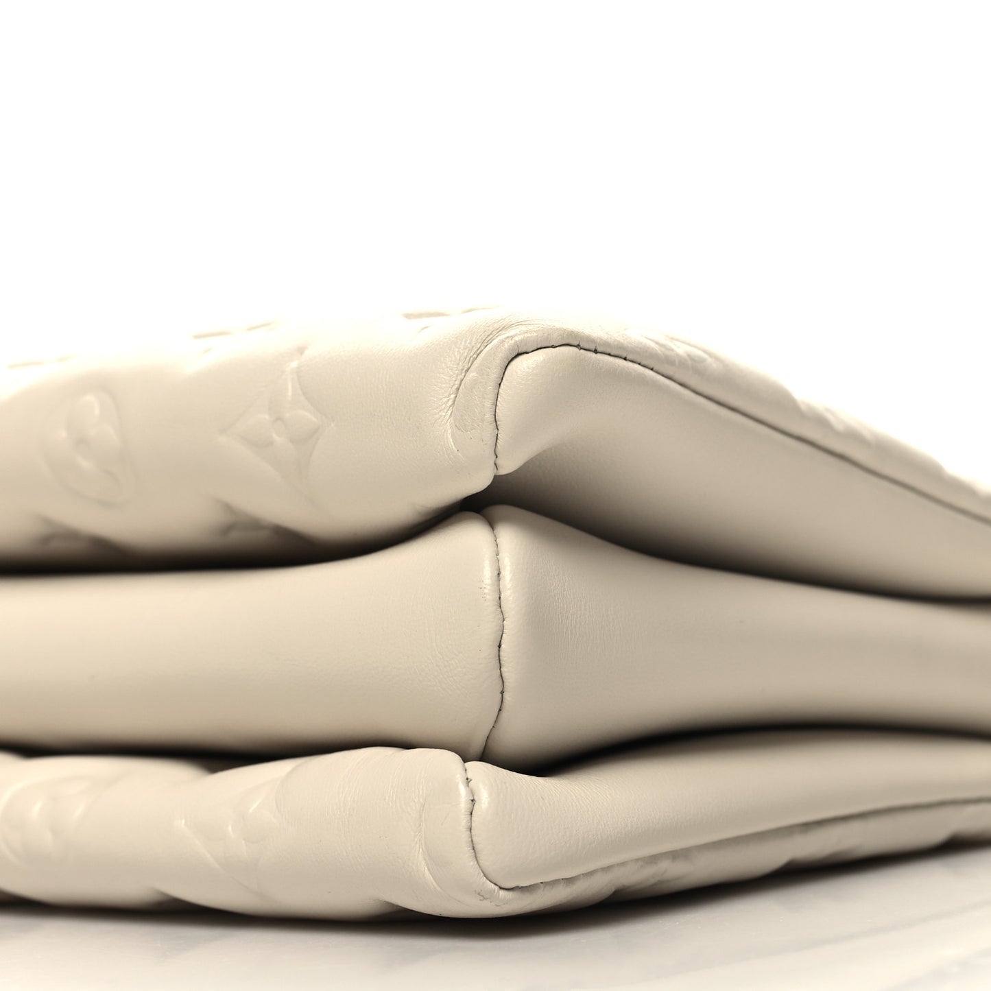Lambskin Embossed Monogram Coussin PM Beige Cream
