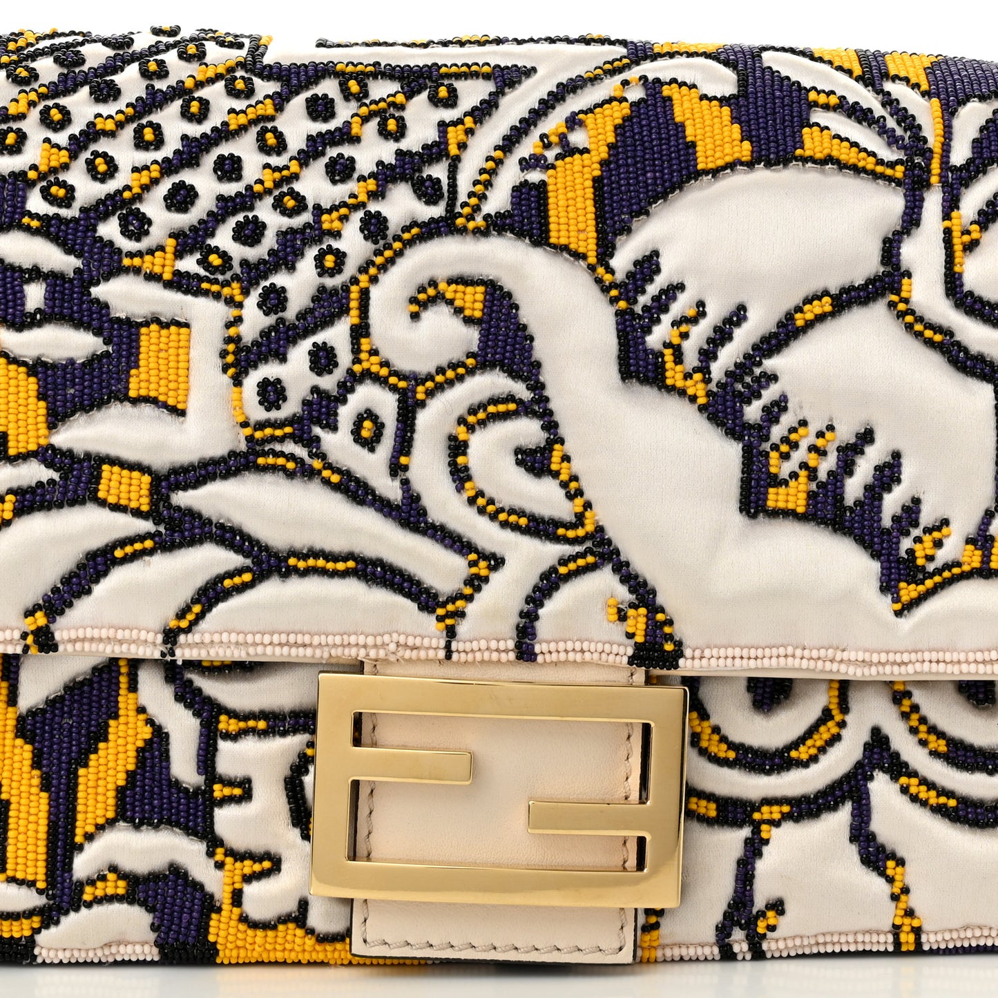 Satin Beaded Embroidered Baguette Multicolor