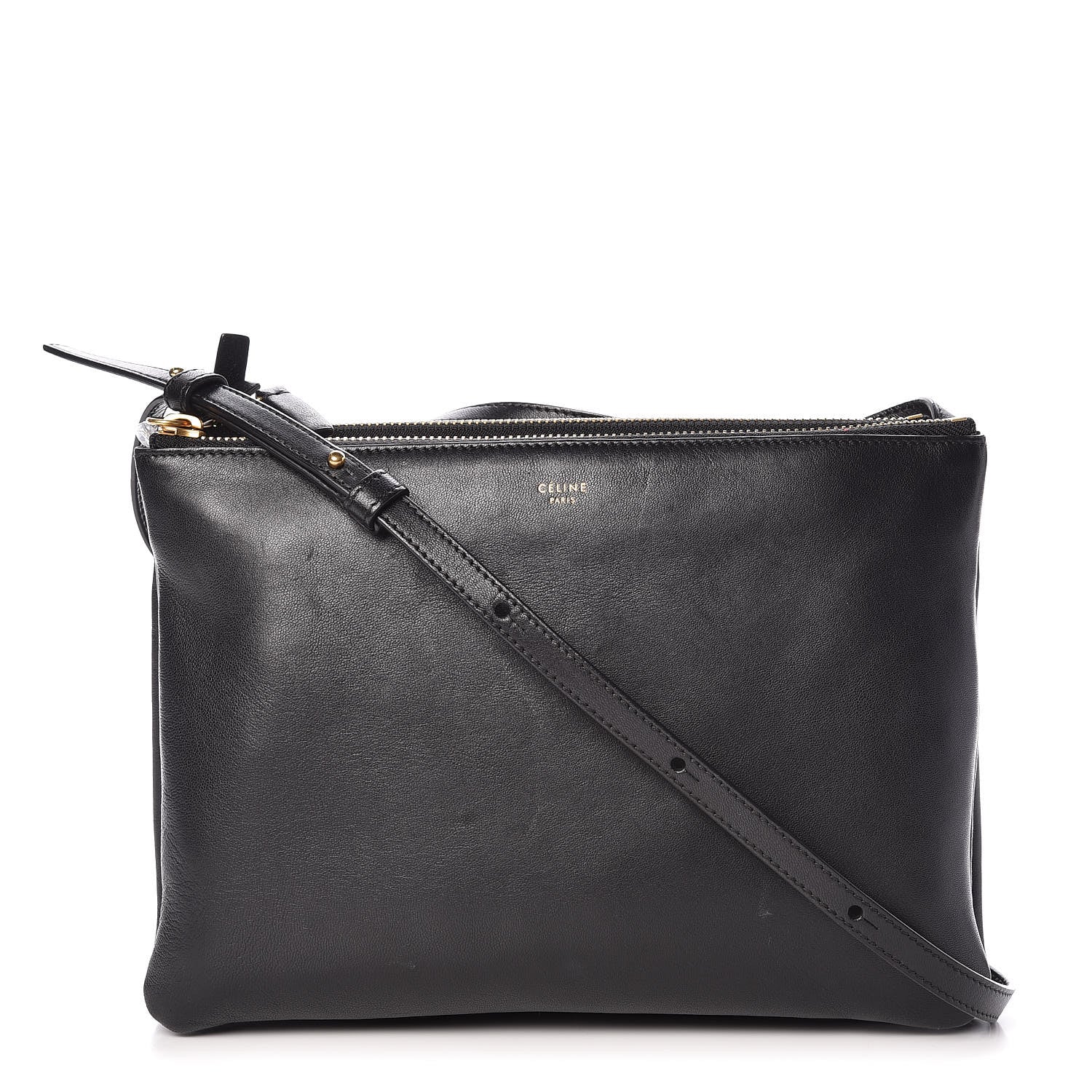 Celine Lambskin Large Trio Crossbody Bag Black 1 of 12