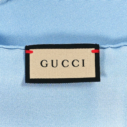 Gucci Silk Twill GG Monogram Special Florio Square Scarf Beige Sky Blue 4 of 4