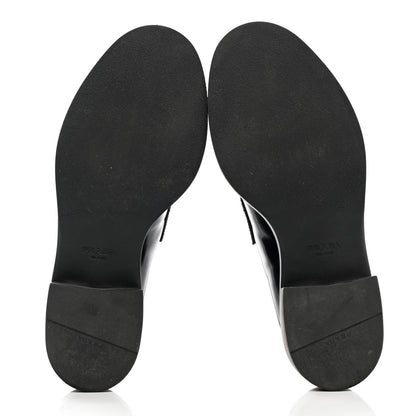 Prada Spazzolato Metal Triangle Logo 50mm Loafers 38.5 Black 5 of 12