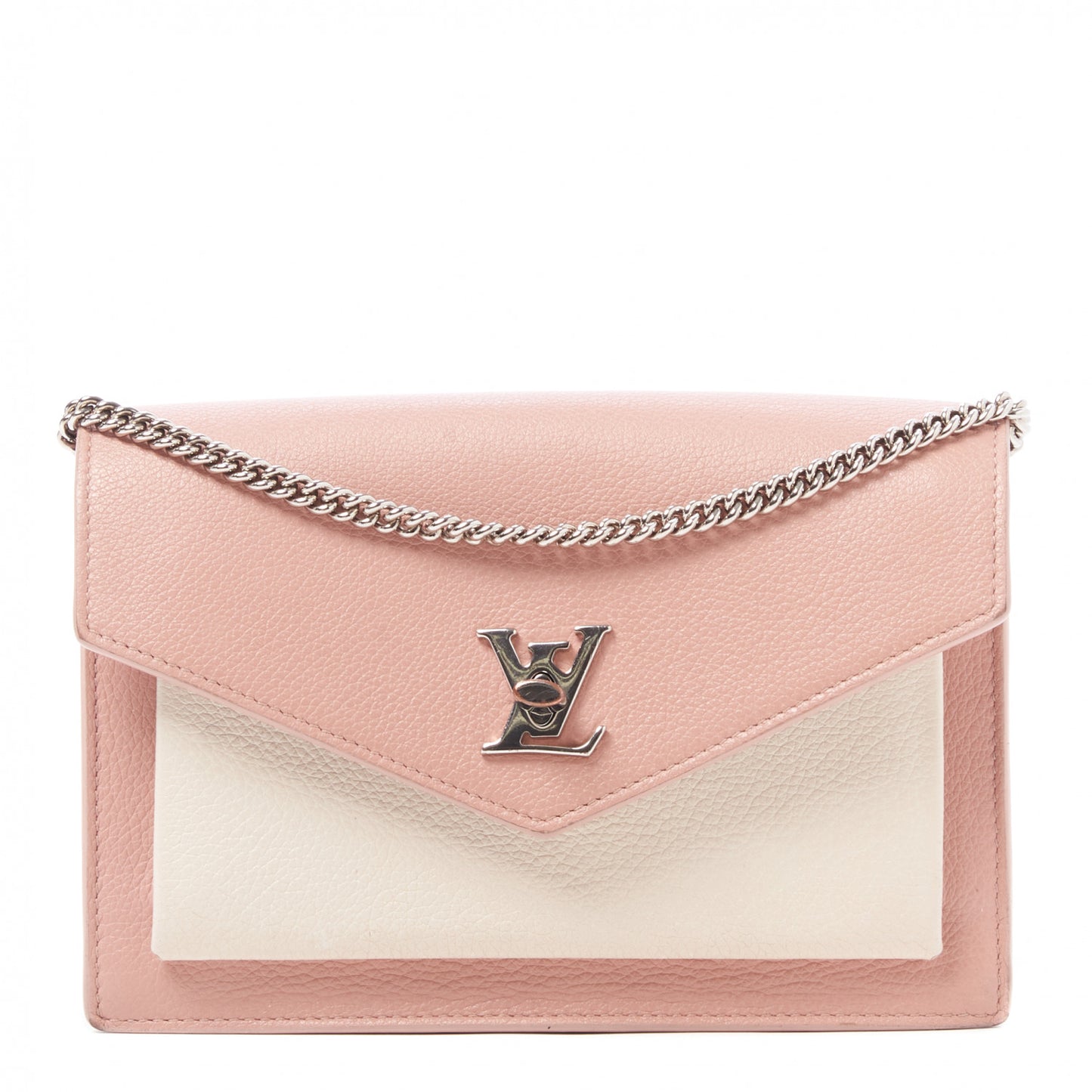 Calfskin My Lockme Chain Pochette Rose Ballet White