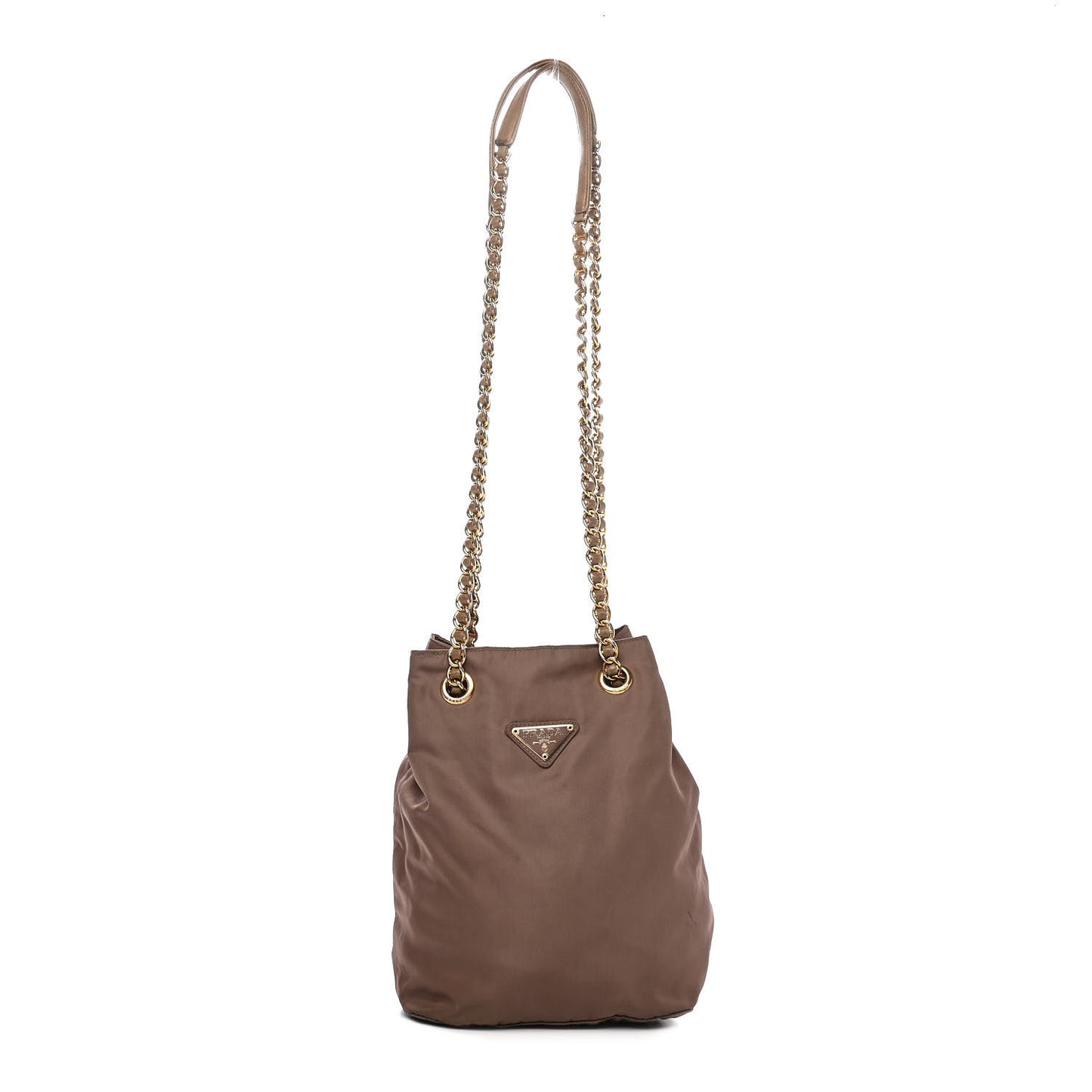 Tessuto Nylon Chain Shoulder Bag Brown