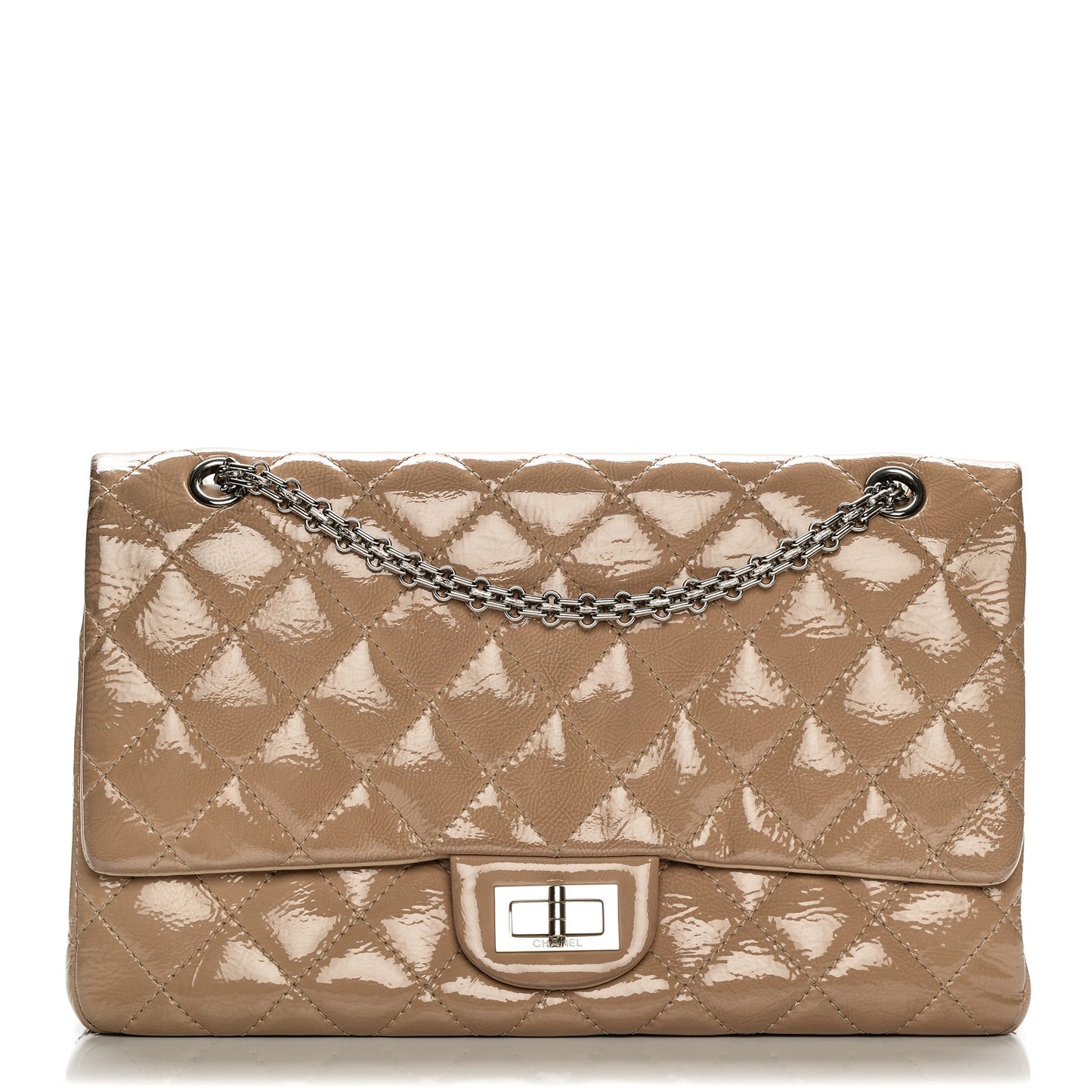 Distressed Patent Quilted 2.55 Reissue 227 Flap Beige
