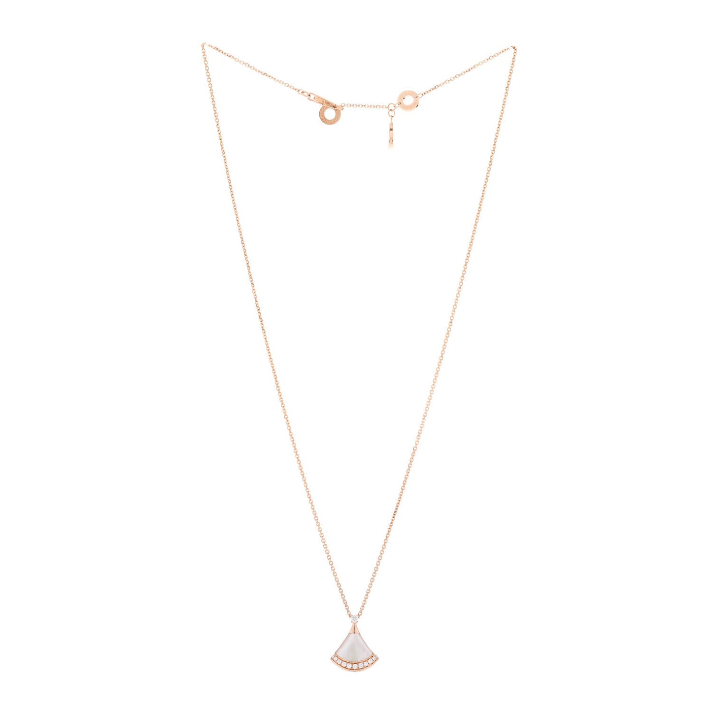 18K Rose Gold Diamond Mother of Pearl Divas' Dream Pave Pendant Necklace