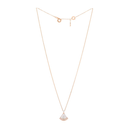 Bulgari 18K Rose Gold Diamond Mother of Pearl Divas' Dream Pave Pendant Necklace 3 of 8