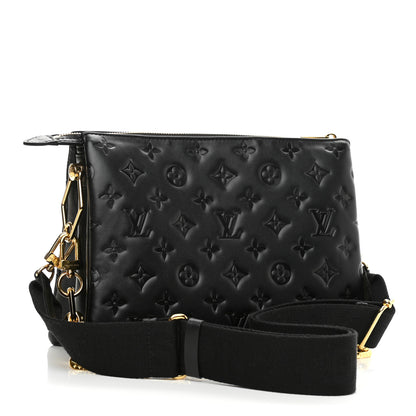 Louis Vuitton Lambskin Embossed Monogram Coussin PM Black 3 of 12
