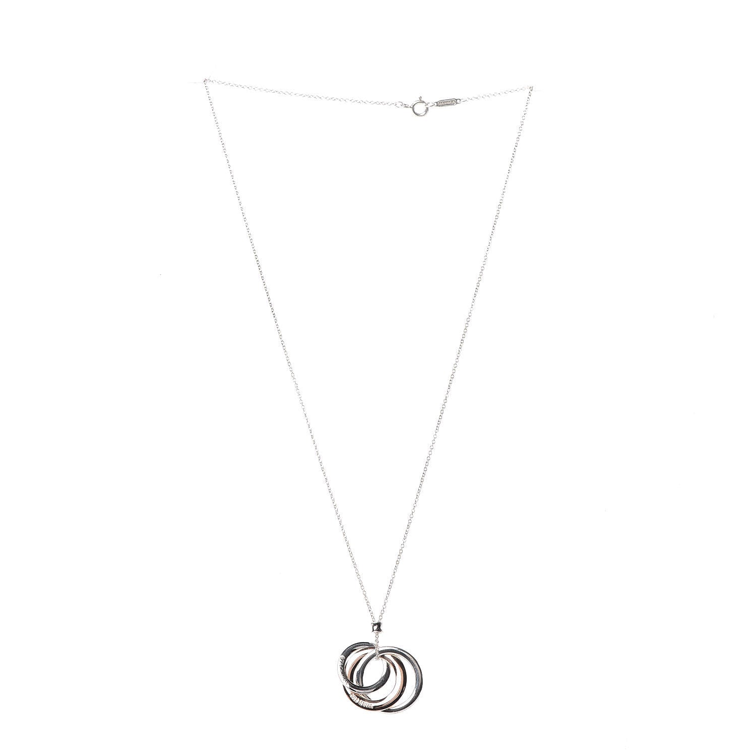 Tiffany Sterling Silver Rubedo Small Interlocking Circles Pendant Necklace 3 of 8