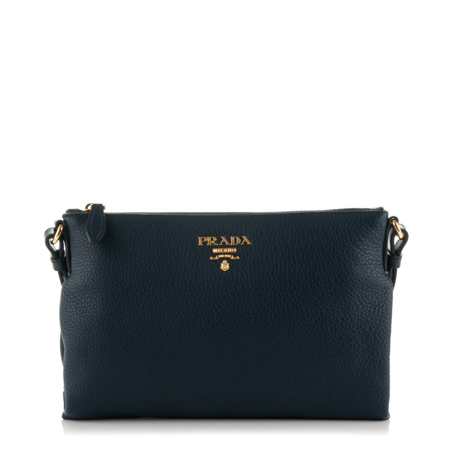 Prada Vitello Daino Zippered Crossbody Bag Baltico 1 of 8