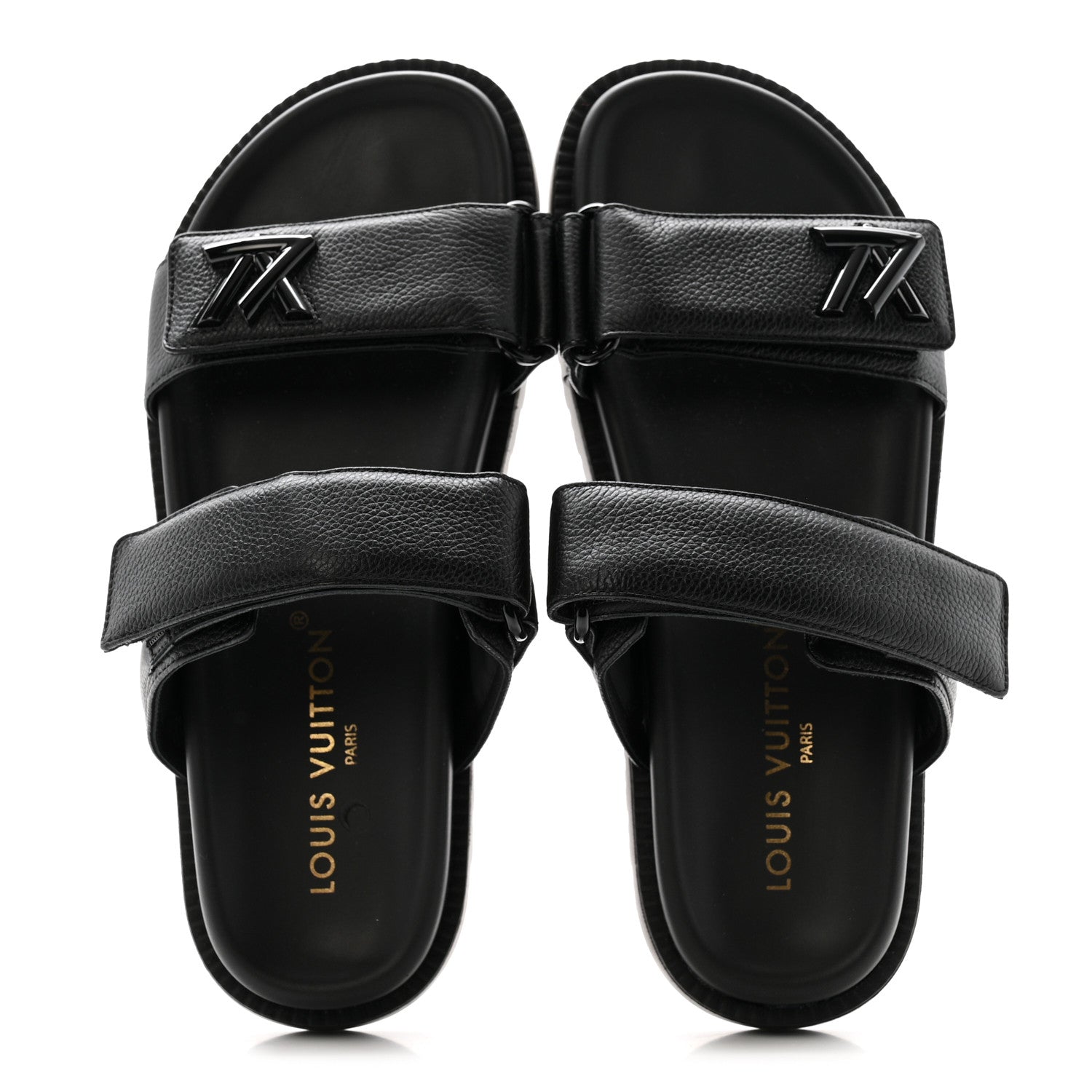 Louis Vuitton Grained Calfskin Sunset Comfort Flat Sandals 38