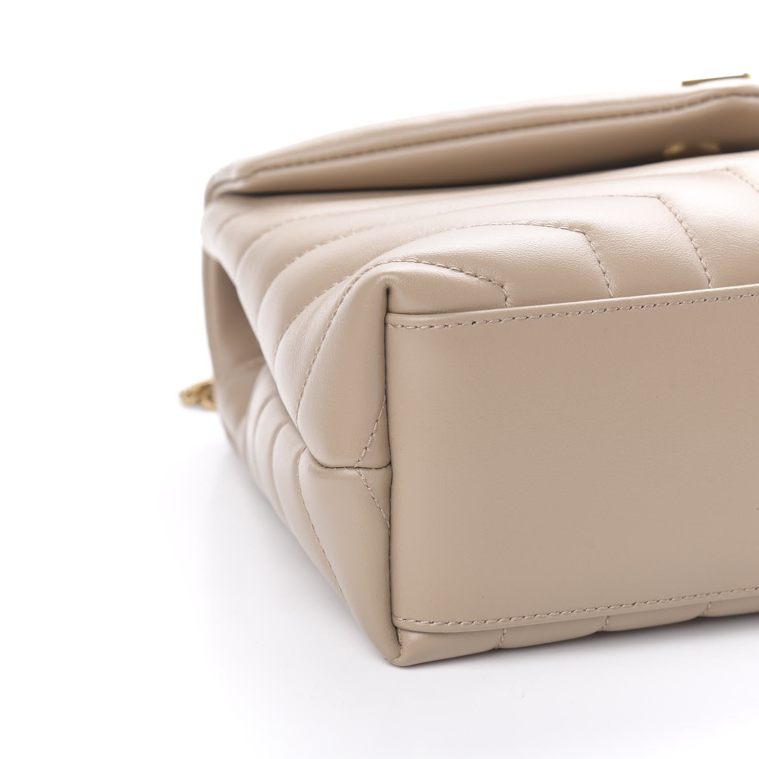 Saint Laurent Calfskin Y Quilted Monogram Small Loulou Chain Satchel Dark Beige 7 of 10