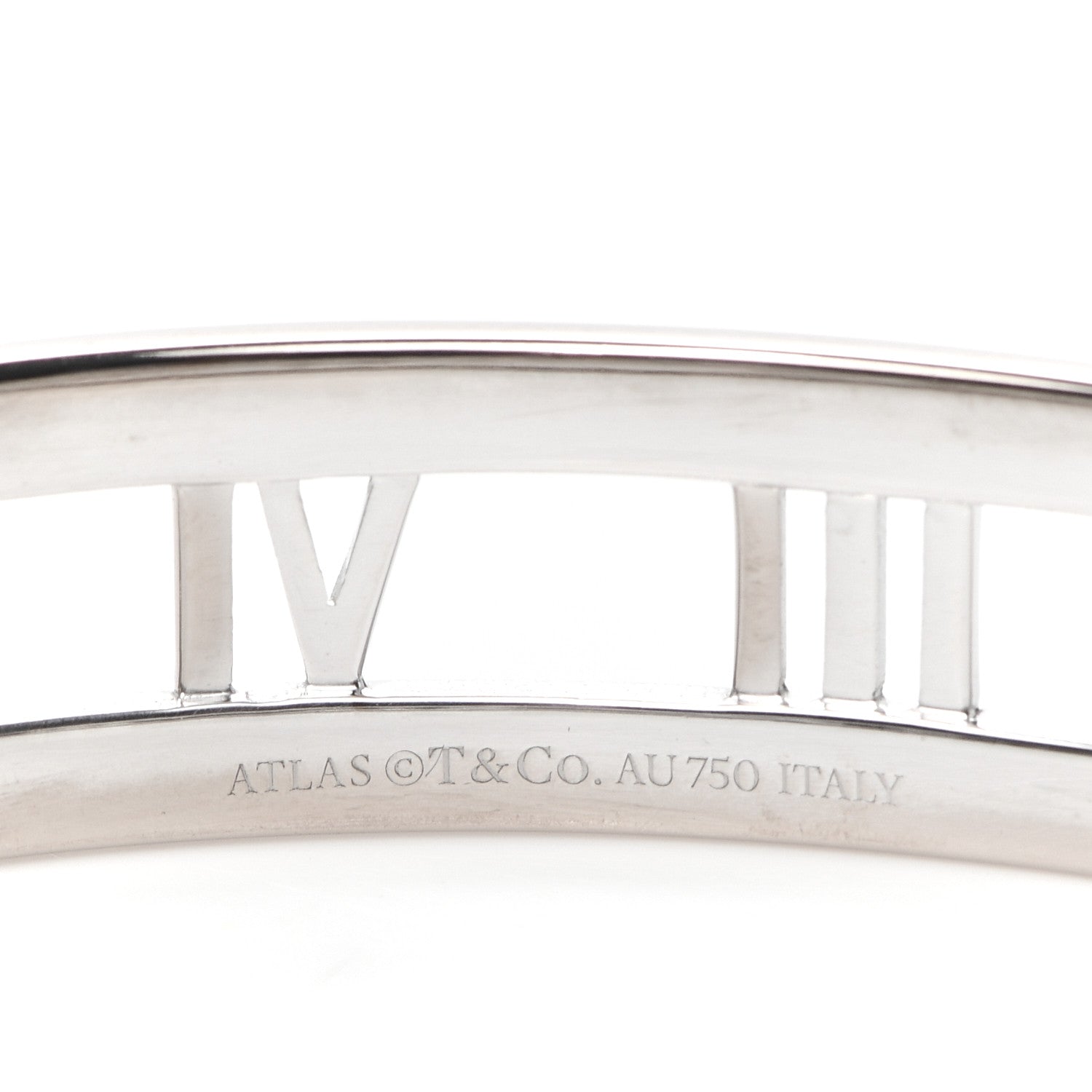 Tiffany 18K White Gold Diamond Atlas Open Hinged Bangle Bracelet 4 of 5