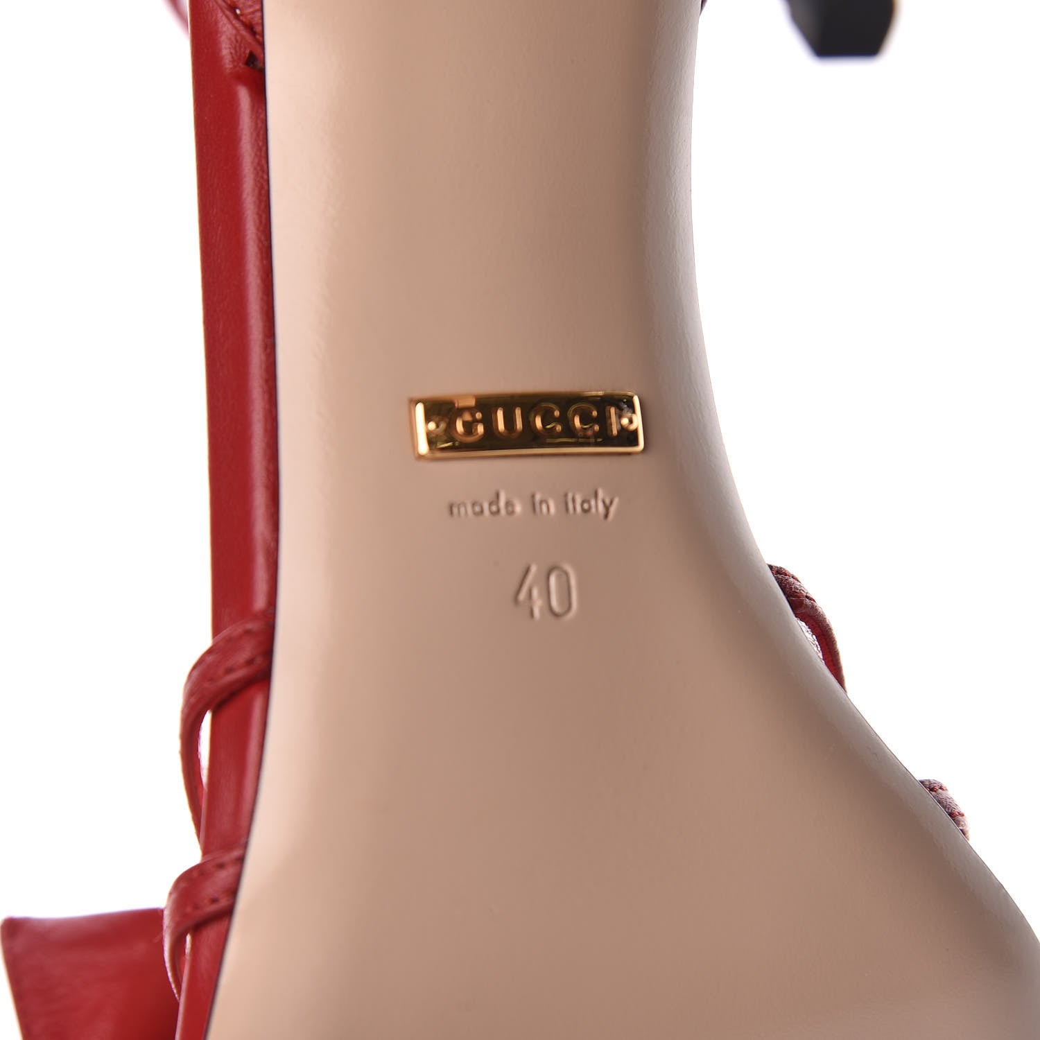 Gucci Nappa Crystal Queen Margaret High Heel Sandals 40 Hibiscus Red 6 of 9