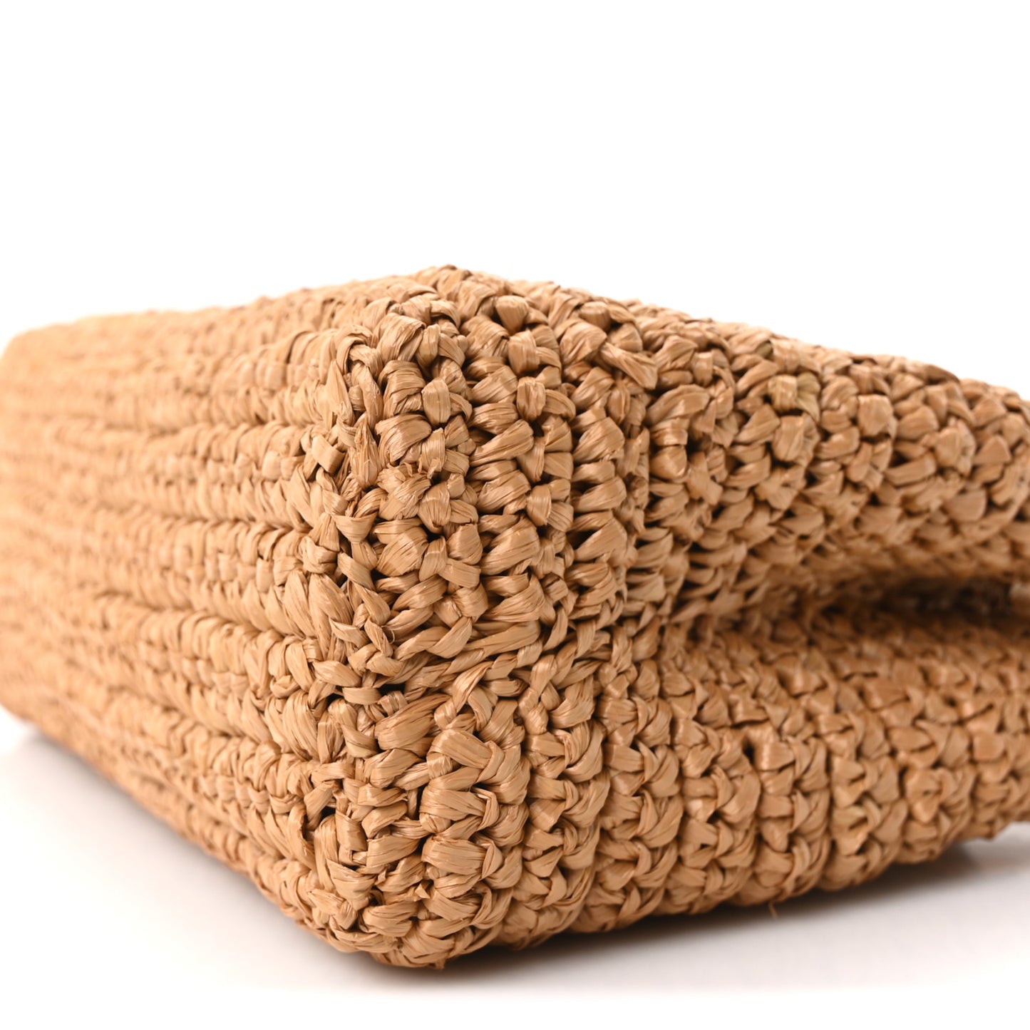Braided Raffia Nano Kelly Flap Bag Dark Beige