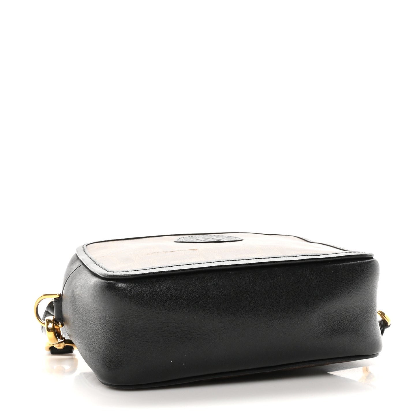 Glazed Fabric Vitello Century FF 1974 Stamp Patch Mini Camera Case Mogano Panna Black