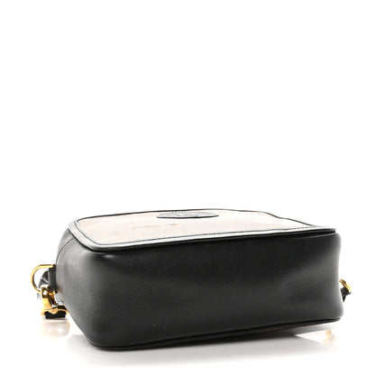 Fendi Glazed Fabric Vitello Century FF 1974 Stamp Patch Mini Camera Case Mogano Panna Black 4 of 10