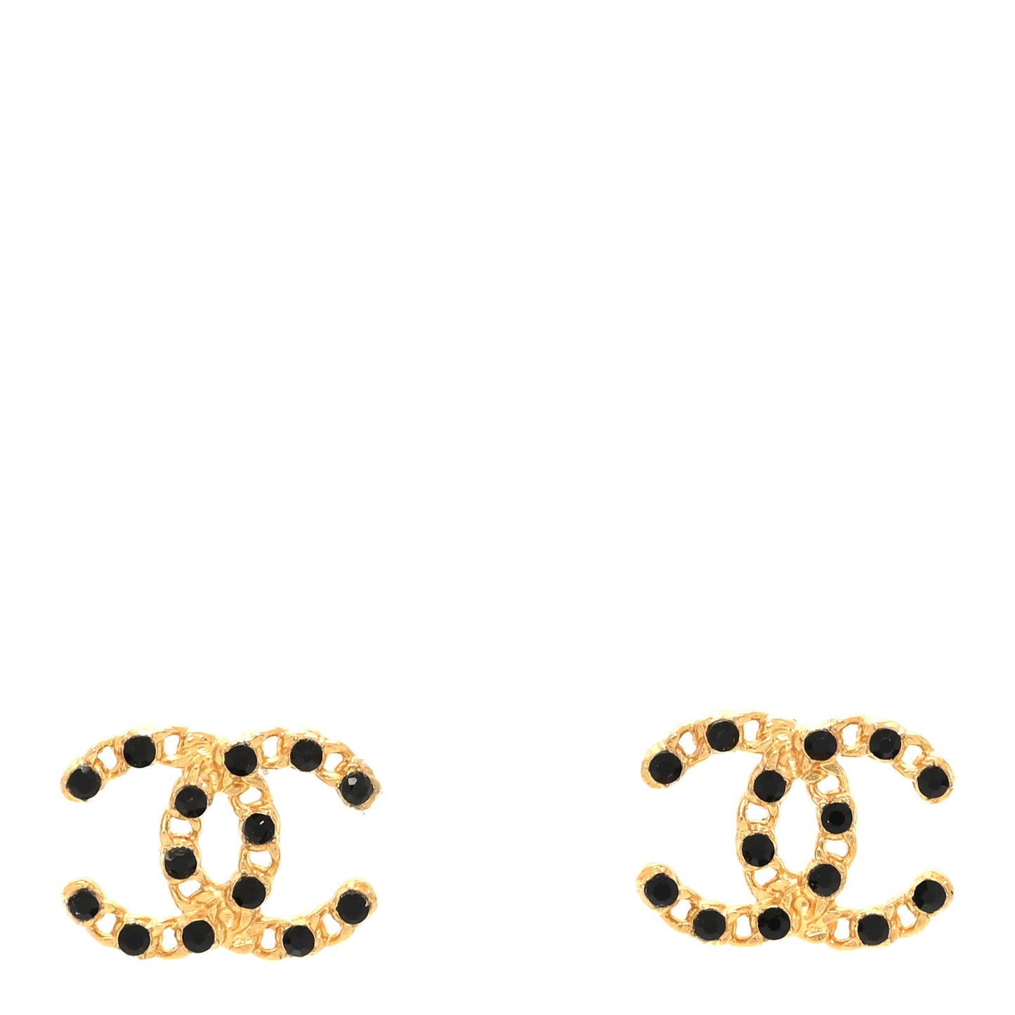 CC Stud Earrings Gold Black