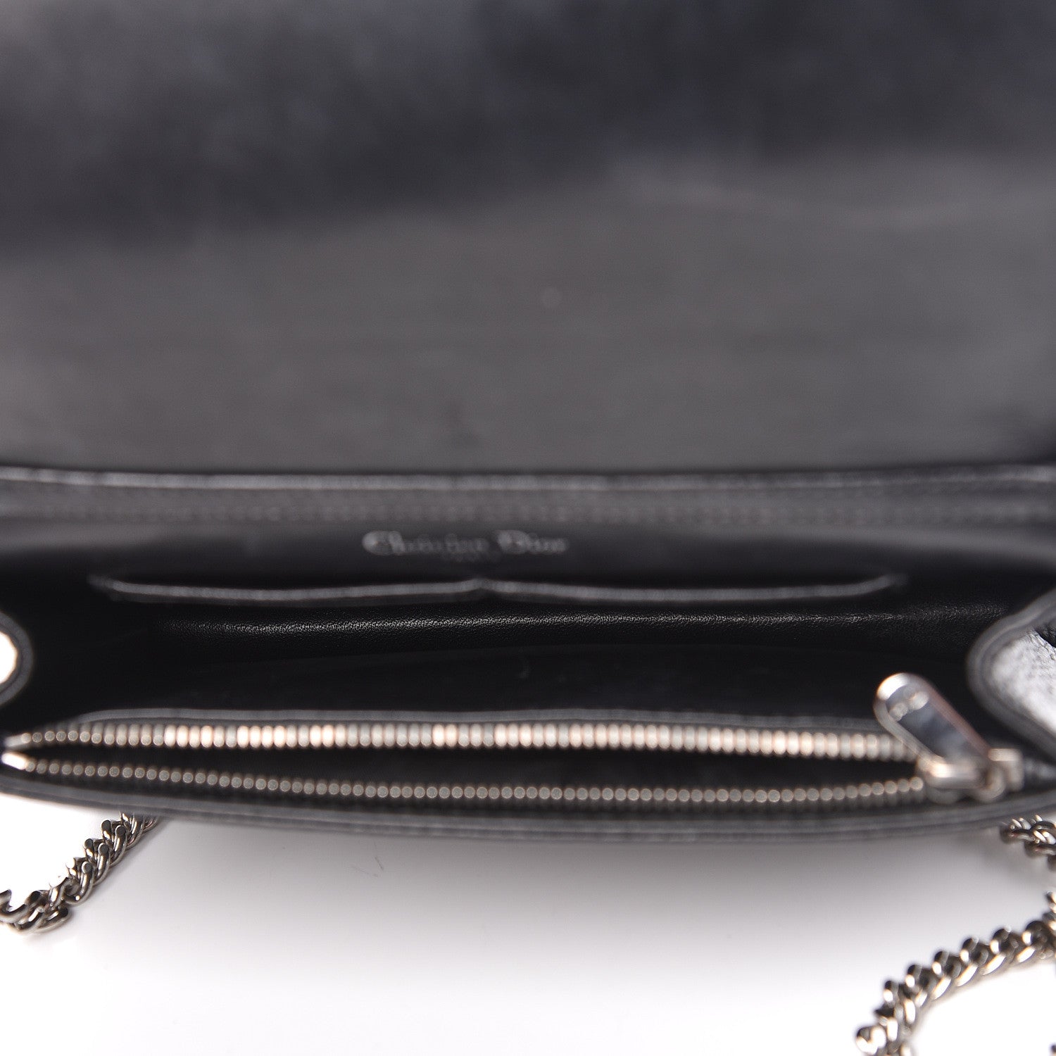 Christian Dior Grained Calfskin Diorama Wallet on Chain Pouch Black 5 of 18