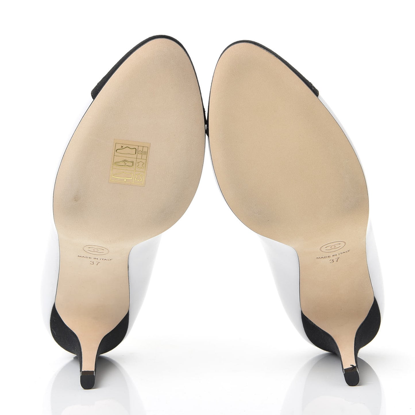 Lambskin Grosgrain Cap Toe CC Pumps 37 White Black