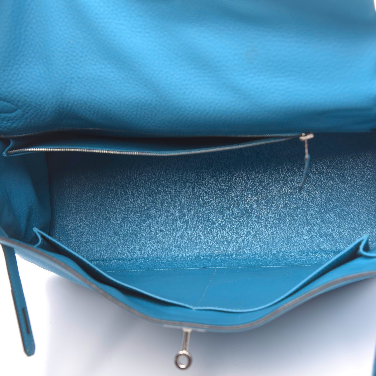 Hermes Togo Kelly Retourne 35 Turquoise 7 of 17