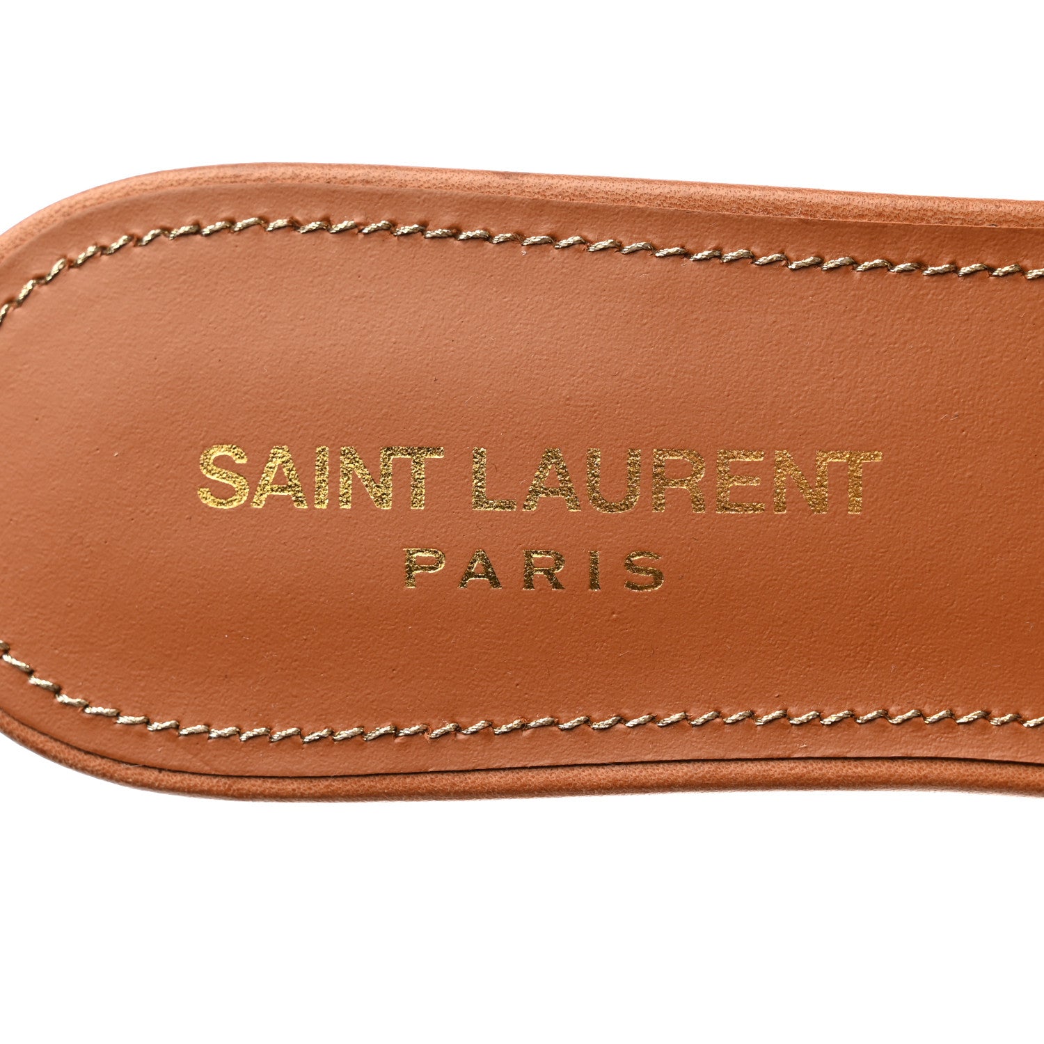 Saint Laurent Calfskin Tribute 05 Slide Sandals 37.5 Amber 7 of 9