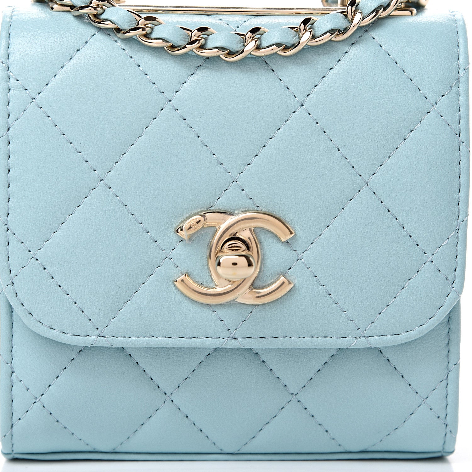 Chanel Lambskin Quilted Mini Trendy CC Chain Wallet Light Blue 7 of 11