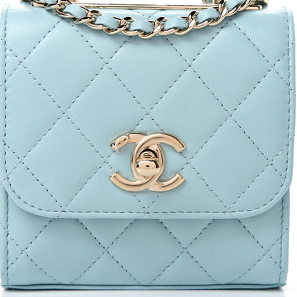 Chanel Lambskin Quilted Mini Trendy CC Chain Wallet Light Blue 7 of 11