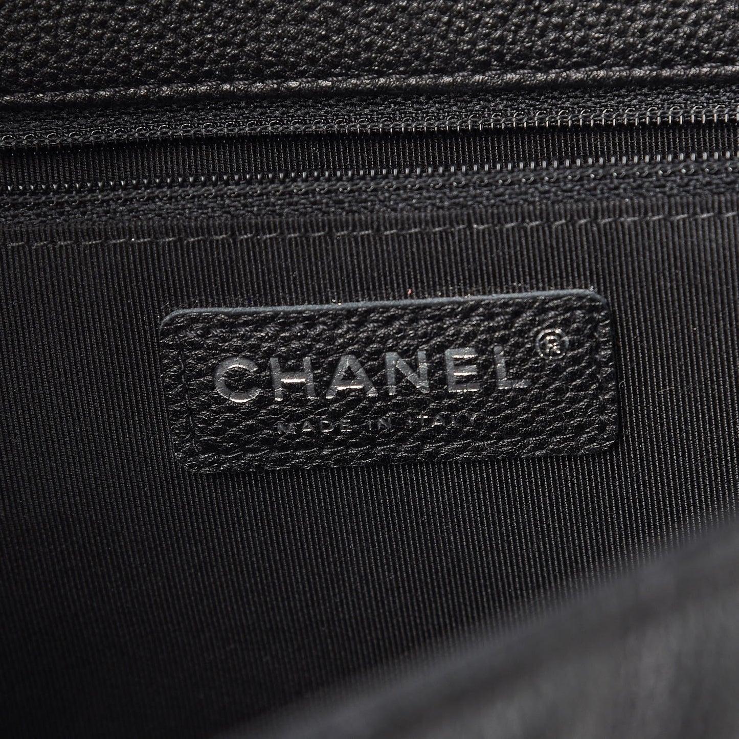 Caviar Chevron Quilted Large Puffy CC Flap Black