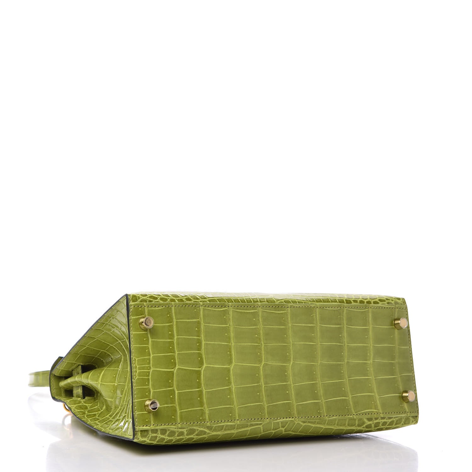 Hermes Shiny Niloticus Crocodile Kelly Sellier 28 Vert Anis 4 of 11