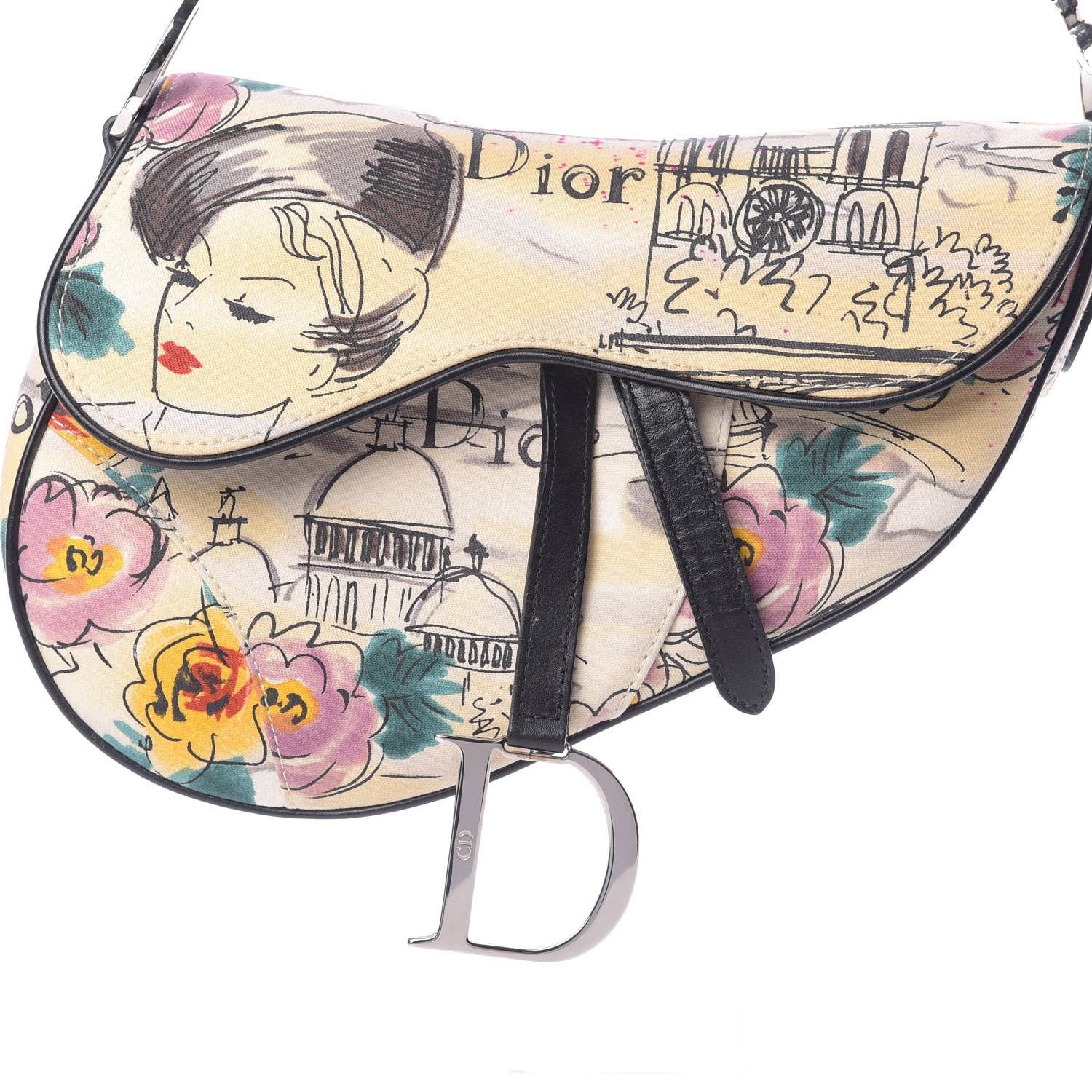 Christian Dior Canvas Paris 50s Saddle Bag Multicolor 8 of 16