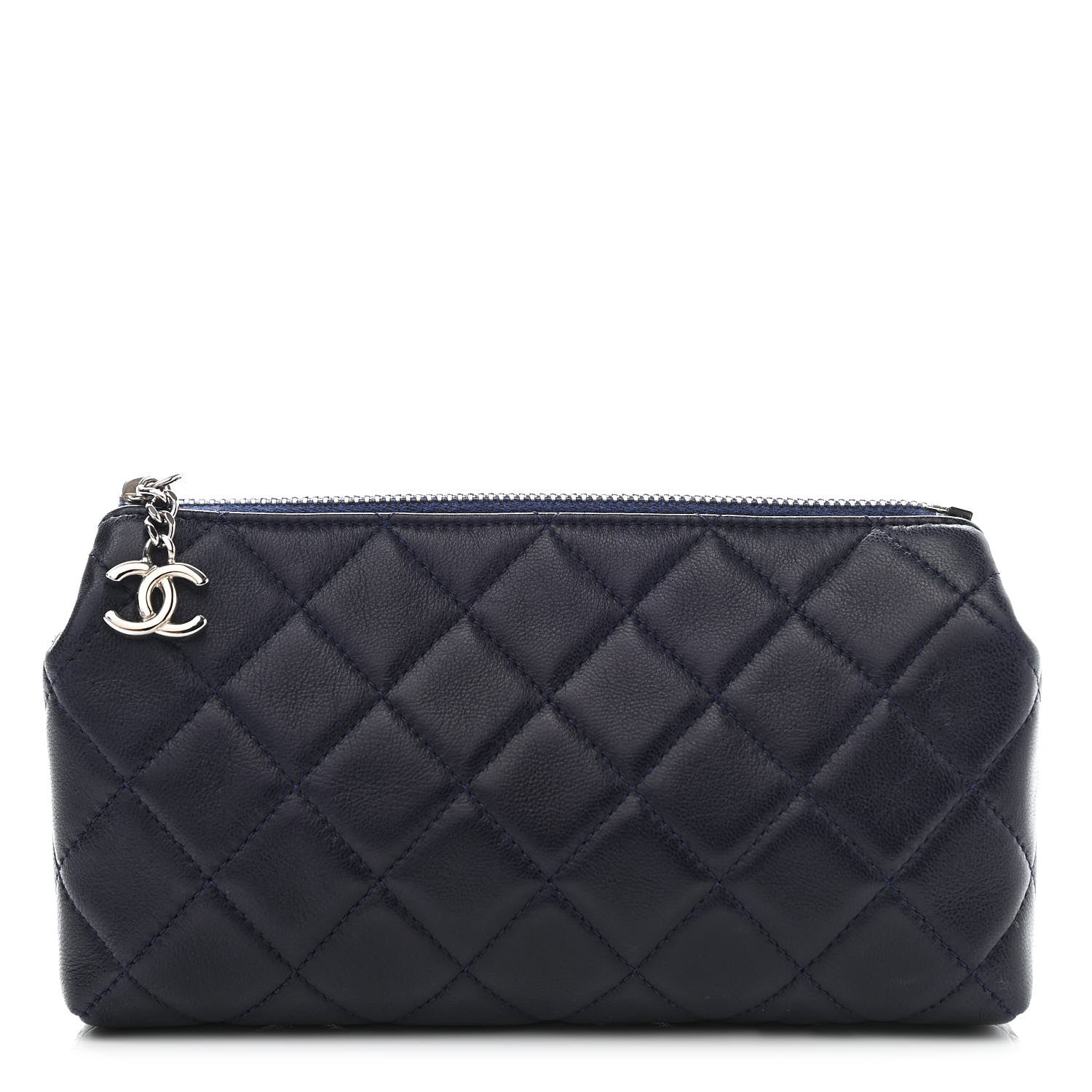 Chanel Lambskin Quilted Cosmetic Case Navy Blue 1 of 8