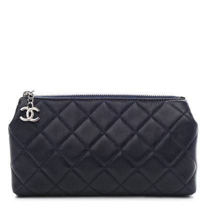 Chanel Lambskin Quilted Cosmetic Case Navy Blue 1 of 8