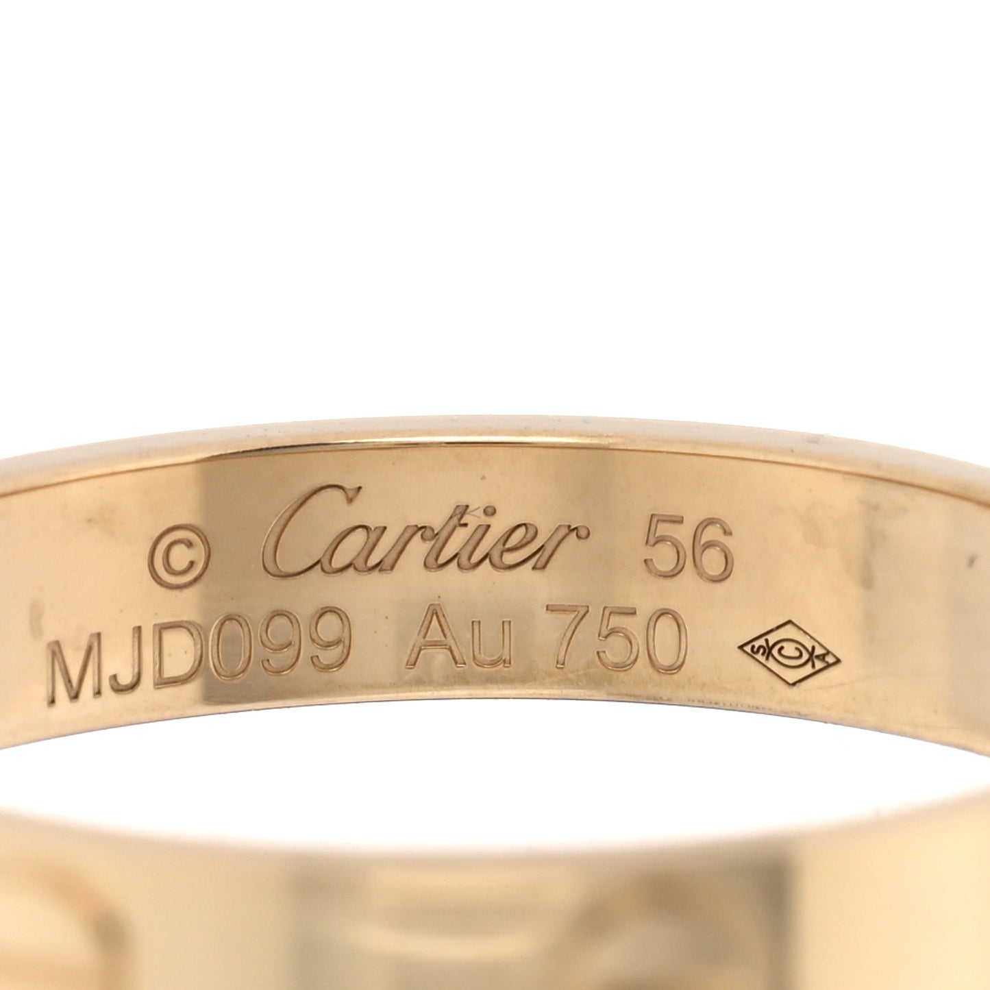 18K Yellow Gold 3.5mm LOVE Wedding Band Ring 56 7.5
