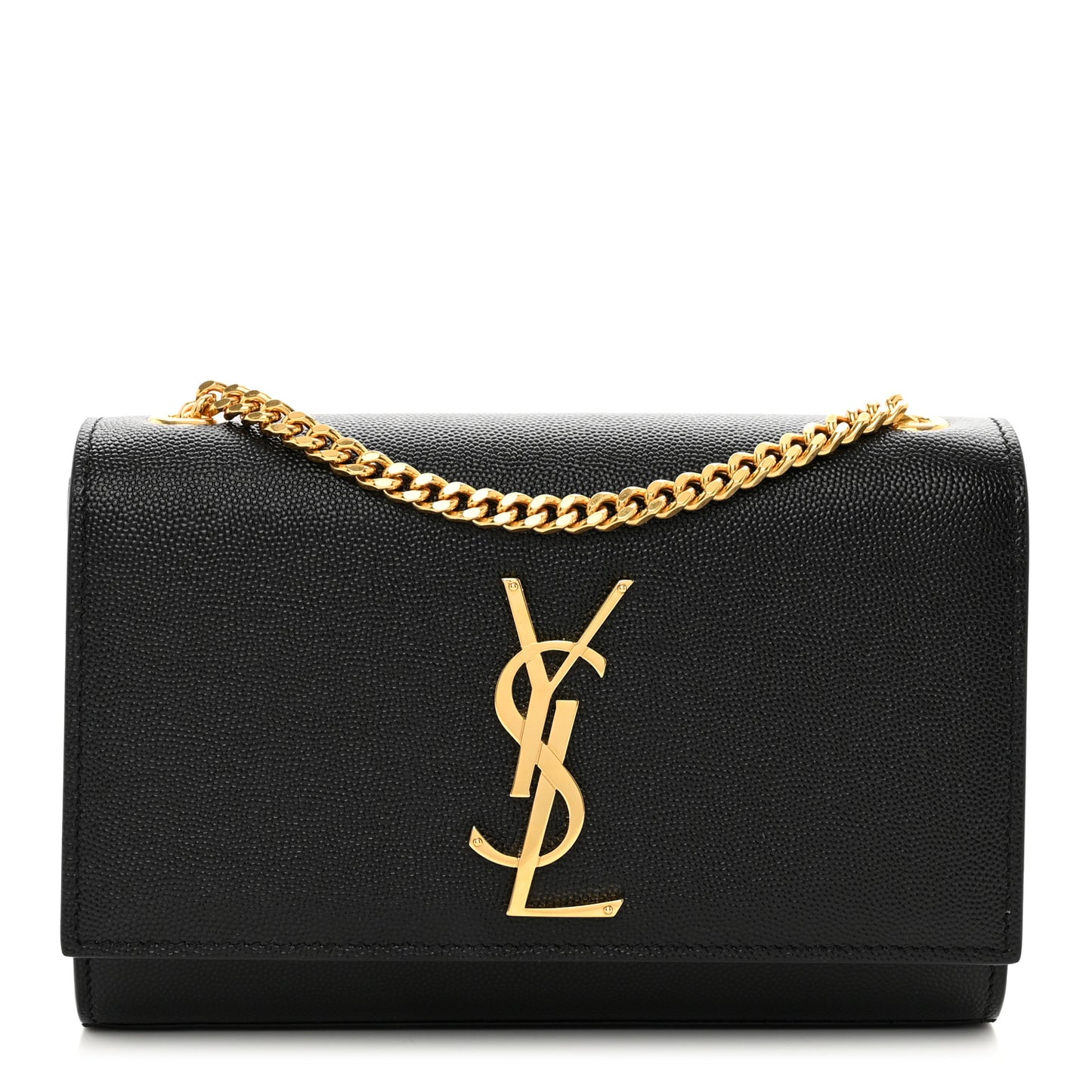 SAINT LAURENT Grain De Poudre Small Monogram Kate Satchel Black