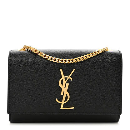 Saint Laurent SAINT LAURENT Grain De Poudre Small Monogram Kate Satchel Black 1 of 10